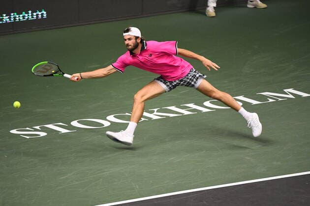 STOCKHOLM 20211112 Tommy Paul of USA returns the ball to Frances Tiafoe USA during their semi final Stockholm Open 2021 in Stockholm Open 2021 at the Royal Tennis Hall Friday Nov 12, 2021 STOCKHOLM SWEDEN TENNIS x10080x,  Copyright: xFredrikxSandberg TTx STOCKHOLM OPEN TENNIS