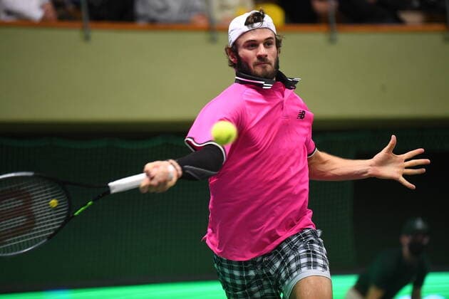 STOCKHOLM 20211112 Tommy Paul of USA returns the ball to Frances Tiafoe USA during their semi final Stockholm Open 2021 in Stockholm Open 2021 at the Royal Tennis Hall Friday Nov 12, 2021 STOCKHOLM SWEDEN TENNIS x10080x,  Copyright: xFredrikxSandberg TTx STOCKHOLM OPEN TENNIS