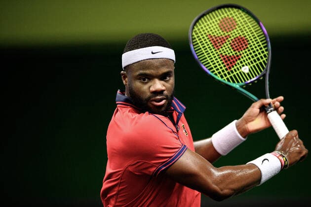 211112 Frances Tiafoe of USA competes in men s semi final s singles match during Stockholm Open of the Stockholm Open on November 12, 2021 in Stockholm Photo Simon Hastegard BILDBYRAN kod SH SH0191 tennis stockholm open 6 bbeng,  Copyright: SIMONxHASTEGARD BB211112SH042