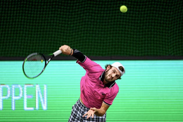 211112 Tommy Paul of USA competes in men s semi final s singles match during Stockholm Open of the Stockholm Open on November 12, 2021 in Stockholm Photo Simon Hastegard BILDBYRAN kod SH SH0191 tennis stockholm open 6 bbeng jubel,  Copyright: SIMONxHASTEGARD BB211112SH050