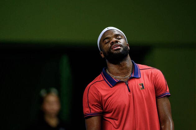 211112 Frances Tiafoe of USA competes in men s semi final s singles match during Stockholm Open of the Stockholm Open on November 12, 2021 in Stockholm Photo Simon Hastegard BILDBYRAN kod SH SH0191 tennis stockholm open 6 bbeng depp,  Copyright: SIMONxHASTEGARD BB211112SH052