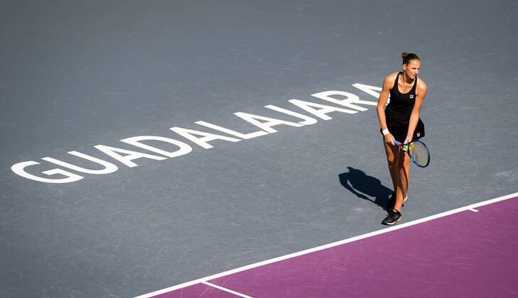 Mandatory Credit: Photo by Rob Prange Shutterstock (12596805i) Karolina Pliskova of the Czech Republic in action during the second round robin doubles match at the 2021 Akron WTA, Tennis Damen Finals Guadalajara WTA tennis tournament Akron WTA Finals, Day 3, Tennis, Panamerican Tennis Center Guadalajara, Mexico - 12 Nov 2021 Akron WTA Finals, Day 3, Tennis, Panamerican Tennis Center Guadalajara, Mexico - 12 Nov 2021  Copyright: xRobxPrange Shutterstockx 12596805i