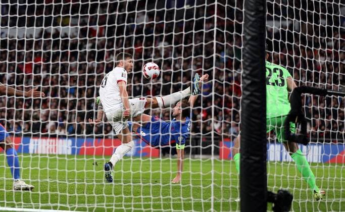 Mandatory Credit: Photo by JASONPIX Shutterstock (12600936c) Harry Kane of England scores his 3rd goal to put England 5-0 up England v Albania - UEFA European Qualifier Group Stage.Football, Wembley Stadium. UK. 12 NOV 2021 Editorial use only England v Albania - UEFA European Qualifier Group Stage.Football, Wembley Stadium. UK. 12 NOV 2021 Editorial use only  Copyright: xJASONPIX Shutterstockx 12600936c