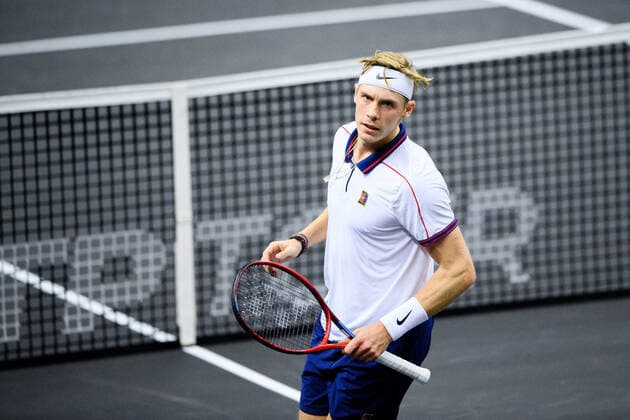 211112 Denis Shapovalov of Canada competes in men s semi final s singles match during Stockholm Open of the Stockholm Open on November 12, 2021 in Stockholm Photo Simon Hastegard BILDBYRAN kod SH SH0191 tennis stockholm open 6 bbeng jubel,  Copyright: SIMONxHASTEGARD BB211112SH055