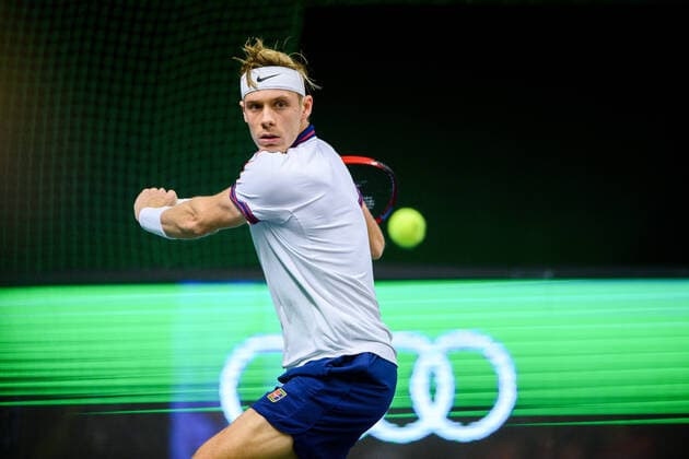 211112 Denis Shapovalov of Canada competes in men s semi final s singles match during Stockholm Open of the Stockholm Open on November 12, 2021 in Stockholm Photo Simon Hastegard BILDBYRAN kod SH SH0191 tennis stockholm open 6 bbeng,  Copyright: SIMONxHASTEGARD BB211112SH056