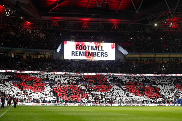 England v Albania 2022 FIFA World Cup, WM, Weltmeisterschaft, Fussball Qualifiers A minutes silence was held for Remembrance Day before the 2022 FIFA World Cup Qualifiers Group I match at Wembley Stadium, London Content Not Available For UK Newspapers Copyright: xPaulxChestertonx FIL-16101-0076