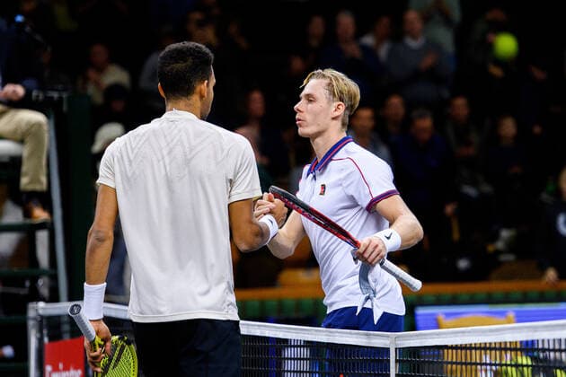 211112 Felix Auger Aliassime and Denis Shapovalov of Canada after men s semi final s singles match during Stockholm Open of the Stockholm Open on November 12, 2021 in Stockholm Photo Simon Hastegard BILDBYRAN kod SH SH0191 tennis stockholm open 6 bbeng jubel,  Copyright: SIMONxHASTEGARD BB211112SH080