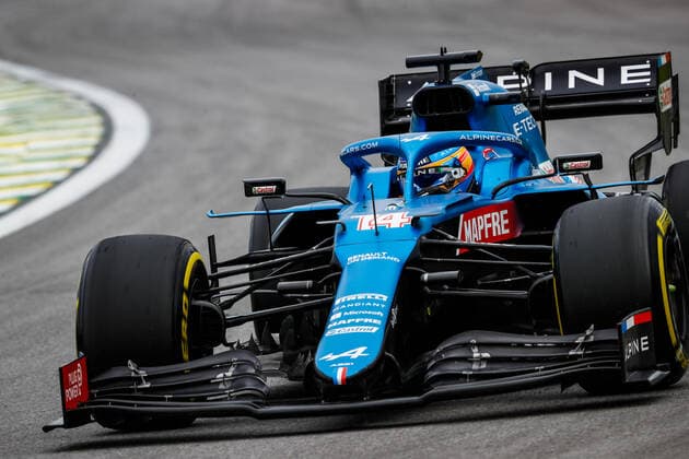 14 ALONSO Fernando (spa), Alpine F1 A521, action during the Formula 1 Heineken Grande Premio De Sao Paulo 2021, Sao Paulo Grand Prix, 19th round of the 2021 FIA Formula One World Championship, WM, Weltmeisterschaft from November 12 to 14, 2021 on the Interlagos Circuit, in Sao Paulo, Brazil - F1 - SAO PAULO GRAND PRIX 2021 DPPI Panoramic  00121039__V2_6910