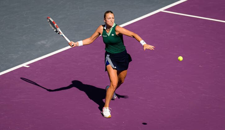 November 12, 2021, GUADALAJARA, MEXICO: Anett Kontaveit of Estonia in action during the second round robin doubles match at the 2021 Akron WTA, Tennis Damen Finals Guadalajara WTA tennis tournament against Karolina Pliskova of the Czech Republic GUADALAJARA MEXICO - ZUMAa181 20211112_zaa_a181_095 Copyright: xRobxPrangex