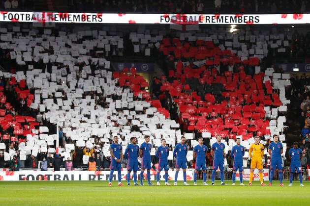 England v Albania 2022 FIFA World Cup, WM, Weltmeisterschaft, Fussball Qualifiers A minutes silence was held for Remembrance Day before the 2022 FIFA World Cup Qualifiers Group I match at Wembley Stadium, London Content Not Available For UK Newspapers Copyright: xPaulxChestertonx FIL-16101-0096