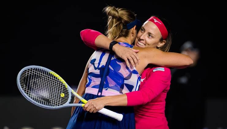 Mandatory Credit: Photo by Rob Prange Shutterstock (12596805dy) Andreja Klepac of Slovenia & Darija Jurak of Croatia in action during the second round robin doubles match at the 2021 Akron WTA, Tennis Damen Finals Guadalajara WTA tennis tournament Akron WTA Finals, Day 3, Tennis, Panamerican Tennis Center Guadalajara, Mexico - 12 Nov 2021 Akron WTA Finals, Day 3, Tennis, Panamerican Tennis Center Guadalajara, Mexico - 12 Nov 2021  Copyright: xRobxPrange Shutterstockx 12596805dy