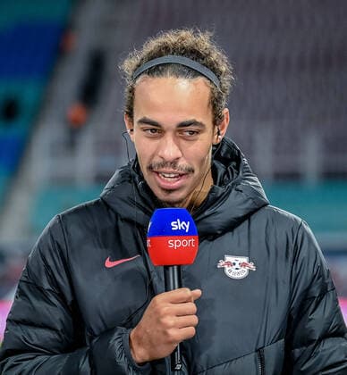 Leipzigs Yussuf Poulsen interviewed after the match Football 1 Bundesliga, Matchday 11 RB Leipzig Borussia Dortmund 2 1 6 November 2021 Leipzig, Red Bull Arena RB Leipzig Borussia Dortmund 2 1