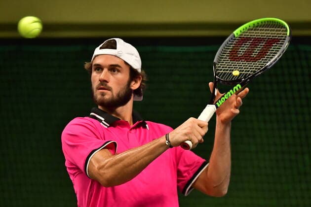 USA s Tommy Paul returns the ball during the men s final match of the ATP Stockholm Open tennis tournament in Stockholm on November 13, 2021 STOCKHOLM Sweden TENNIS x10030x,  Copyright: xJonasxEkströmer TTx STOCKHOLM OPEN