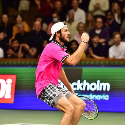 USA s Tommy Paul celebrates the victory during the men s final match of the ATP Stockholm Open tennis tournament in Stockholm on November 13, 2021 STOCKHOLM Sweden TENNIS x10030x,  Copyright: xJonasxEkströmer TTx STOCKHOLM OPEN