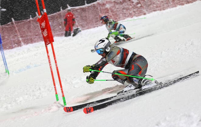 ALPINE SKIING - FIS WC Lech Zuers LECH,AUSTRIA,13.NOV.21 - ALPINE SKIING - FIS World Cup Lech Zuers, parallel giant slalom, ladies. Image shows Thea Louise Stjernesund (NOR) and Andreja Slokar (SLO).  GEPAxpictures xThomasxBachun