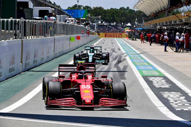 55 Carlos Sainz ESP, Scuderia Ferrari Mission Winnow , F1 Grand Prix of Brazil at Autodromo Jose Carlos Pace on November 13, 2021 in Sao Paulo, Brazil Photo by HOCH ZWEI Sao Paulo Brazil