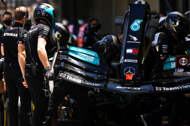 Mercedes AMG F1 W12 E Performance front wing, F1 Grand Prix of Brazil at Autodromo Jose Carlos Pace on November 13, 2021 in Sao Paulo, Brazil Photo by HOCH ZWEI Sao Paulo Brazil