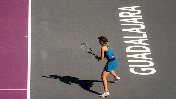 Mandatory Credit: Photo by Rob Prange Shutterstock (12596809j) Paula Badosa of Spain in action during the second round robin doubles match at the 2021 Akron WTA, Tennis Damen Finals Guadalajara WTA tennis tournament Akron WTA Finals, Day 4, Tennis, Panamerican Tennis Center Guadalajara, Mexico - 13 Nov 2021 Akron WTA Finals, Day 4, Tennis, Panamerican Tennis Center Guadalajara, Mexico - 13 Nov 2021  Copyright: xRobxPrange Shutterstockx 12596809j