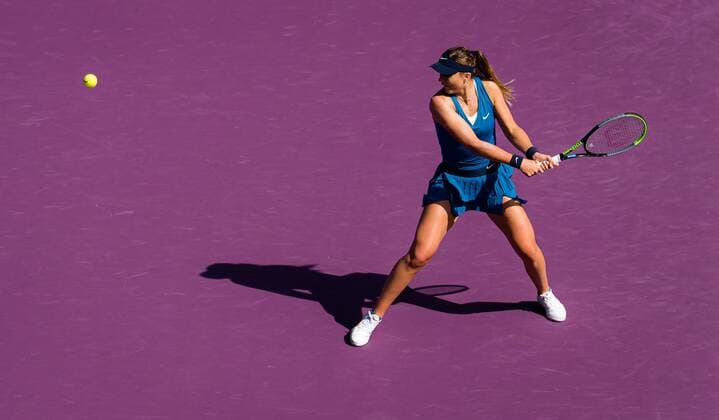 Mandatory Credit: Photo by Rob Prange Shutterstock (12596809b) Paula Badosa of Spain in action during the second round robin doubles match at the 2021 Akron WTA, Tennis Damen Finals Guadalajara WTA tennis tournament Akron WTA Finals, Day 4, Tennis, Panamerican Tennis Center Guadalajara, Mexico - 13 Nov 2021 Akron WTA Finals, Day 4, Tennis, Panamerican Tennis Center Guadalajara, Mexico - 13 Nov 2021  Copyright: xRobxPrange Shutterstockx 12596809b