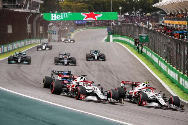 7 Kimi Raikkonen FIN, Alfa Romeo Racing ORLEN , 99 Antonio Giovinazzi ITA, Alfa Romeo Racing ORLEN , F1 Grand Prix of Brazil at Autodromo Jose Carlos Pace on November 13, 2021 in Sao Paulo, Brazil Photo by HOCH ZWEI Sao Paulo Brazil