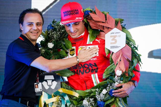 Felipe Massa BRA , 55 Carlos Sainz ESP, Scuderia Ferrari Mission Winnow , F1 Grand Prix of Brazil at Autodromo Jose Carlos Pace on November 13, 2021 in Sao Paulo, Brazil Photo by HOCH ZWEI Sao Paulo Brazil