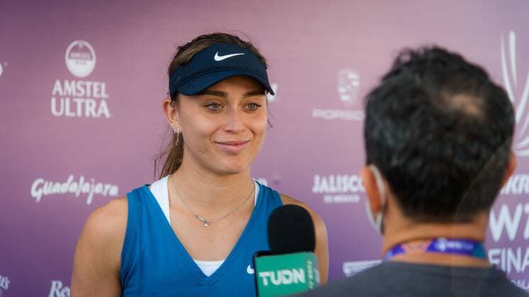 Mandatory Credit: Photo by Rob Prange Shutterstock (12596809bs) Paula Badosa of Spain after winning the second round robin match at the 2021 Akron WTA, Tennis Damen Finals Guadalajara WTA tennis tournament Akron WTA Finals, Day 4, Tennis, Panamerican Tennis Center Guadalajara, Mexico - 13 Nov 2021 Akron WTA Finals, Day 4, Tennis, Panamerican Tennis Center Guadalajara, Mexico - 13 Nov 2021  Copyright: xRobxPrange Shutterstockx 12596809bs