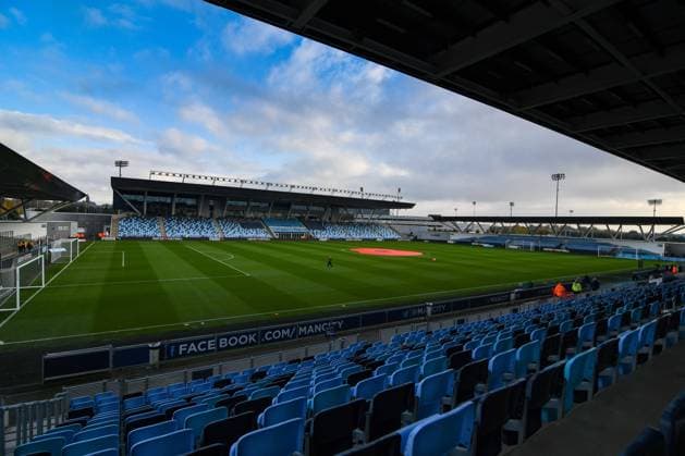 Manchester City Women v Chelsea FA Women s Super League 14 11 2021. A general view of Manchester City Academy Stadium before the FA Women s Super League match between Manchester City Women and Chelsea at the City Academy Stadium, Manchester, United Kingdom on 14 November 2021. Manchester Sport City Academy Stadium Gt Manchester United, ManU Kingdom Editorial use only DataCo restrictions apply See www.football-dataco.com , Copyright: xMalcolmxBrycex PSI-14041-0002