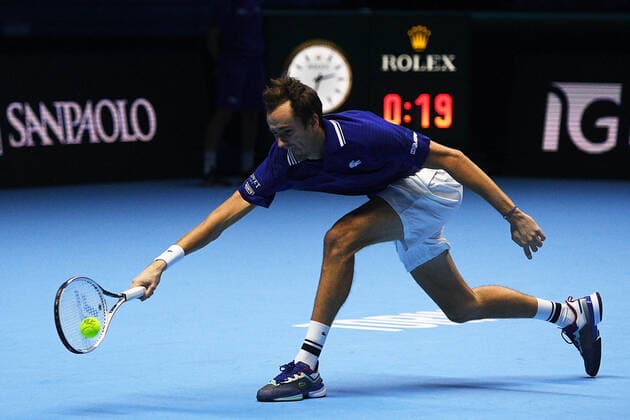 Photo Marco Alpozzi LaPresse November 14, 2021 Turin (Italy) Tennis Nitto ATP, Tennis Herren Finals - Men s single - Daniil Medvedev vs Hubert Hurkacz In the picture: Daniil Medvedev  Copyright: xMarcoxAlpozzi LaPressex