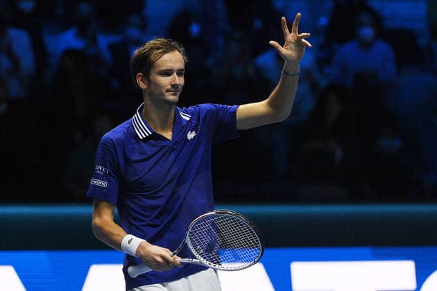 Photo Marco Alpozzi LaPresse November 14, 2021 Turin (Italy) Tennis Nitto ATP, Tennis Herren Finals - Men s single - Daniil Medvedev vs Hubert Hurkacz In the picture: Daniil Medvedev  Copyright: xMarcoxAlpozzi LaPressex