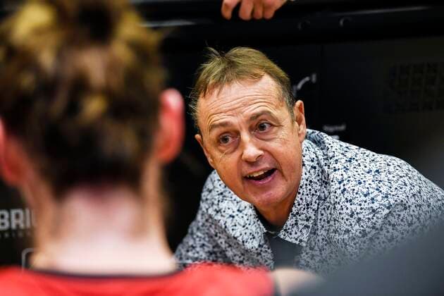 KORTRIJK, BELGIUM - NOVEMBER 14 : Coach ValÃ ry Demory of Belgium pictured during the FIBA Women s EuroBasket 2023 Qualifiers match between Belgium and Germany on November 14, 2021 in Kortrijk, Belgium, 14 11 2021 ( Belgium v Germany - FIBA Women s EuroBasket 2023 Qualifiers PhotoNews Panoramic 