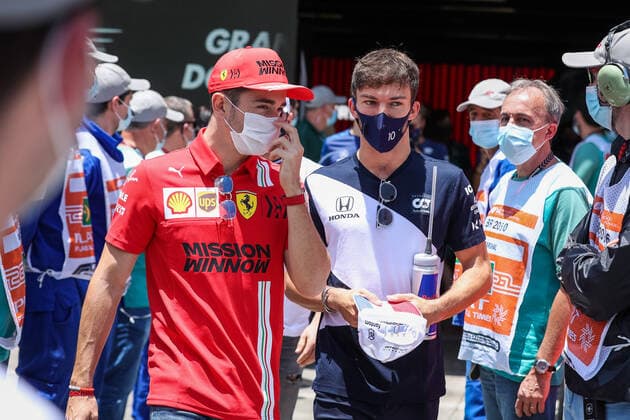 LECLERC Charles (mco), Scuderia Ferrari SF21, GASLY Pierre (fra), Scuderia AlphaTauri Honda AT02, portrait during the Formula 1 Heineken Grande Premio De Sao Paulo 2021, Sao Paulo Grand Prix, 19th round of the 2021 FIA Formula One World Championship, WM, Weltmeisterschaft from November 12 to 14, 2021 on the Interlagos Circuit, in Sao Paulo, Brazil - F1 - SAO PAULO GRAND PRIX 2021 - RACE DPPI Panoramic  00121040_AV6_5614