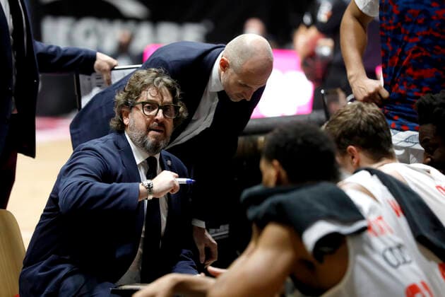 14 11 2021, easyCredit Basketball Bundesliga, Magentasport BBL Cup, 2020 2021 season, Men, Chemnitz Niners FC Bayern Munich Basketball Andrea Trinchieri Head Coach , FC Bayern Munich Basketball Chemnitz Messe Chemnitz Sachsen Germany