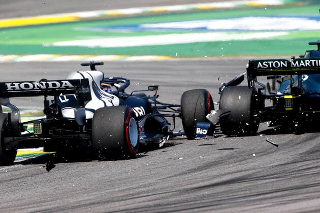 22 Yuki Tsunoda JPN, Scuderia AlphaTauri Honda , 18 Lance Stroll CAN, Aston Martin Cognizant F1 Team , F1 Grand Prix of Brazil at Autodromo Jose Carlos Pace on November 14, 2021 in Sao Paulo, Brazil Photo by HOCH ZWEI Sao Paulo Brazil
