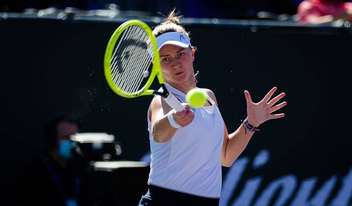 Mandatory Credit: Photo by Rob Prange Shutterstock (12596810o) Barbora Krejcikova of the Czech Republic in action during the third round robin match at the 2021 Akron WTA, Tennis Damen Finals Guadalajara WTA tennis tournament Akron WTA Finals, Day 5, Tennis, Panamerican Tennis Center Guadalajara, Mexico - 14 Nov 2021 Akron WTA Finals, Day 5, Tennis, Panamerican Tennis Center Guadalajara, Mexico - 14 Nov 2021  Copyright: xRobxPrange Shutterstockx 12596810o