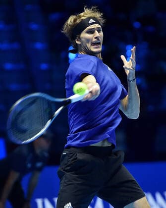 November 14, 2021, TURIN, Italia: Alexander Zverev of Germany returns the ball during the match against Matteo Berrettini of Italy at the Nitto ATP, Tennis Herren Finals in Turin, Italy, 14 November 2021.ANSA ALESSANDRO DI MARCO Tennis: Nitto ATP Finals in Turin  - ZUMAa110 20211114_zaf_a110_042 Copyright: xAlessandroxDixMarcox