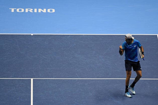 Photo Marco Alpozzi LaPresse November 14, 2021 Turin (Italy) Tennis Nitto ATP, Tennis Herren Finals - men s singles - Round Robin Alexander Zverev Vs Matteo Berrettini In the pic: Matteo Berrettini  Copyright: xMarcoxAlpozzi LaPressex