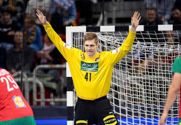 Goalkeeper Joel BIRLEHM GER Action, Day of Handball, Mens international match, friendly match, Germany GER Portugal POR 30 32, on 07 11 2021 in Duesseldorf Germany Â
