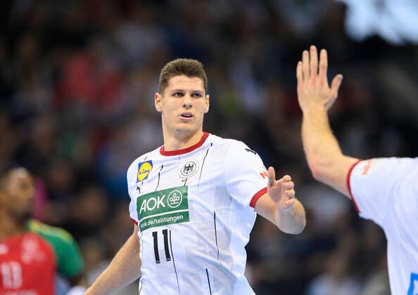 Cheers Sebastian HEYMANN GER Day of Handball, mens international match, friendly match, Germany GER Portugal POR 30 32, on 07 11 2021 in Duesseldorf Germany Â