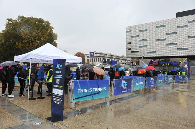 November 15, 2021, TORINO, Italia: Long queue for entry at the Nitto ATP, Tennis Herren Finals in Turin, Italy, 15 November 2021.ANSA ALESSANDRO DI MARCO Tennis: Nitto ATP Finals in Turin  - ZUMAa110 20211115_zaf_a110_026 Copyright: xAlessandroxDixMarcox