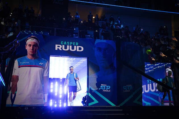 Photo Marco Alpozzi LaPresse November 15, 2021 Turin (Italy) Tennis Nitto ATP, Tennis Herren Finals - men s singles - Round Robin Novak Djokovic Vs Casper Ruud In the pic: Casper Ruud (Norway)  Copyright: xMarcoxAlpozzi LaPressex