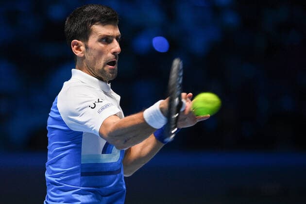 Photo Marco Alpozzi LaPresse November 15, 2021 Turin (Italy) Tennis Nitto ATP, Tennis Herren Finals - men s singles - Round Robin Novak Djokovic Vs Casper Ruud In the pic: Novak Djokovic (Serbia)  Copyright: xMarcoxAlpozzi LaPressex