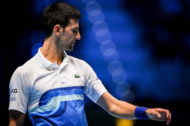 Photo Marco Alpozzi LaPresse November 15, 2021 Turin (Italy) Tennis Nitto ATP, Tennis Herren Finals - men s singles - Round Robin Novak Djokovic Vs Casper Ruud In the pic: Novak Djokovic (Serbia)  Copyright: xMarcoxAlpozzi LaPressex