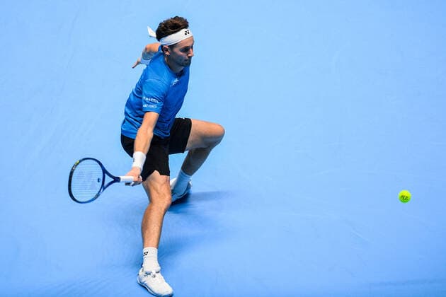 Photo Marco Alpozzi LaPresse November 15, 2021 Turin (Italy) Tennis Nitto ATP, Tennis Herren Finals - men s singles - Round Robin Novak Djokovic Vs Casper Ruud In the pic: Casper Ruud (Norway)  Copyright: xMarcoxAlpozzi LaPressex
