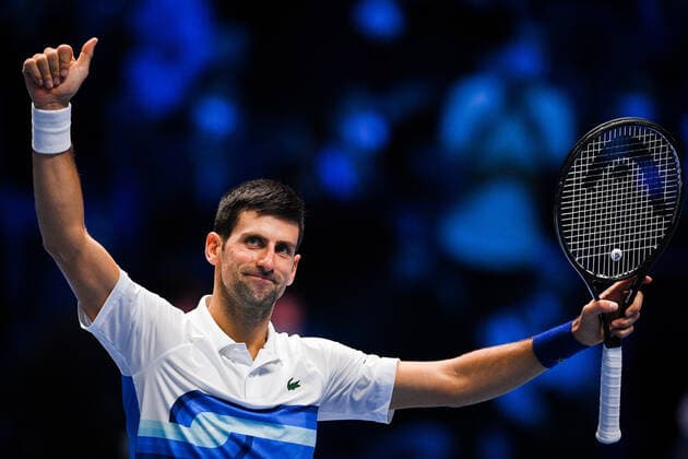 Photo Marco Alpozzi LaPresse November 15, 2021 Turin (Italy) Tennis Nitto ATP, Tennis Herren Finals - men s singles - Round Robin Novak Djokovic Vs Casper Ruud In the pic: Novak Djokovic (Serbia)  Copyright: xMarcoxAlpozzi LaPressex