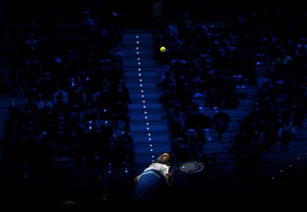 Mandatory Credit: Photo by Ella Ling Shutterstock (12603333bt) Novak Djokovic of Serbia in action Nitto ATP, Tennis Herren World Tour Finals, Day 2, Tennis, Pala Alpitour, Turin, Italy - 15 Nov 2021 Nitto ATP World Tour Finals, Day 2, Tennis, Pala Alpitour, Turin, Italy - 15 Nov 2021 Copyright: xEllaxLing Shutterstockx 12603333bt