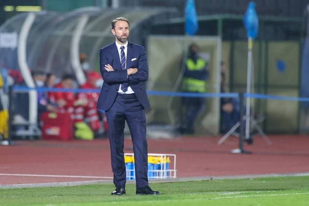 San Marino v England FIFA World Cup, WM, Weltmeisterschaft, Fussball Qualifier 15 11 2021. Gareth Southgate Manager of England during the FIFA World Cup Qualifier match between San Marino and England at Stadio Olimpico, Serravalle, San Marino on 15 November 2021. Editorial use only , Copyright: xNigelxKeenex PSI-14035-0029