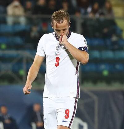 Mandatory Credit: Photo by Kieran McManus Shutterstock (12603417ap) Harry Kane of England celebrates scoring a goal to make the score 0-5 San Marino v England, FIFA World Cup, WM, Weltmeisterschaft, Fussball 2022 Qualifying, Group I, Football, San Marino Stadium, Serravalle, San Marino - 15 Nov 2021 EDITORIAL USE ONLY No use with unauthorised audio, video, data, fixture lists, club league logos or live services. Online in-match use limited to 120 images, no video emulation. No use in betting, games or single club league player publications. San Marino v England, FIFA World Cup 2022 Qualifying, Group I, Football, San Marino Stadium, Serravalle, San Marino - 15 Nov 2021 EDITORIAL USE ONLY No use with unauthorised audio, video, data, fixture lists, club league logos or live services. Online in-match use limited to 120 images, no video emulation. No use in betting, games or single club league player publications. Copyright: xKieranxMcManus Shutterstockx 12603417ap
