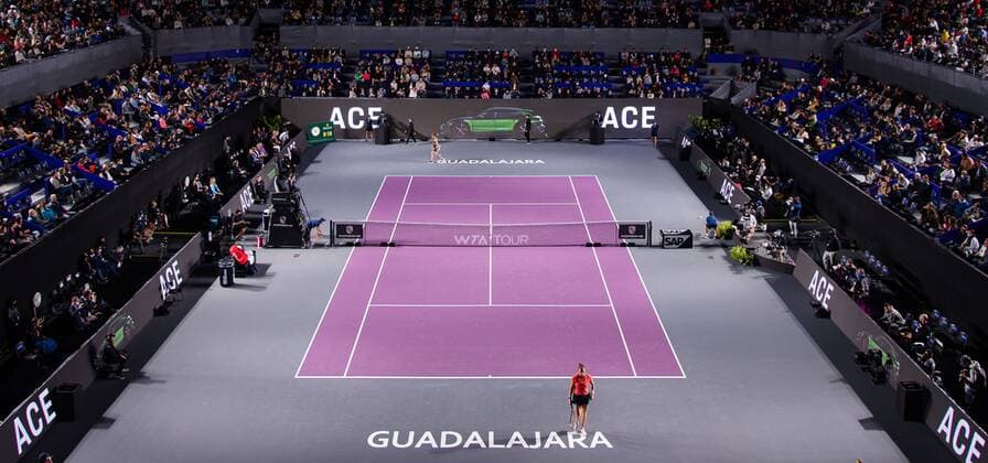 Mandatory Credit: Photo by Rob Prange Shutterstock (12596813bu) General View during the third round robin match at the 2021 Akron WTA, Tennis Damen Finals Guadalajara WTA tennis tournament Akron WTA Finals, Day 6, Tennis, Panamerican Tennis Center Guadalajara, Mexico - 15 Nov 2021 Akron WTA Finals, Day 6, Tennis, Panamerican Tennis Center Guadalajara, Mexico - 15 Nov 2021  Copyright: xRobxPrange Shutterstockx 12596813bu