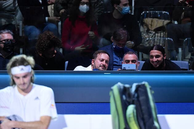 Zlatan Ibrahimovic watching Stefanos Tsitsipas (Gre) against Andrey Rublev (Rus) TENNIS : Nitto ATP, Tennis Herren finals 2021 - 15 11 2021 AntoineCouvercelle Panoramic 