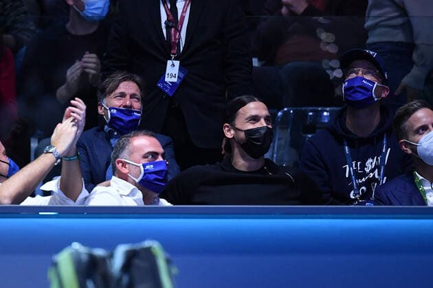 Zlatan Ibrahimovic watching Stefanos Tsitsipas (Gre) against Andrey Rublev (Rus) TENNIS : Nitto ATP, Tennis Herren finals 2021 - 15 11 2021 AntoineCouvercelle Panoramic 
